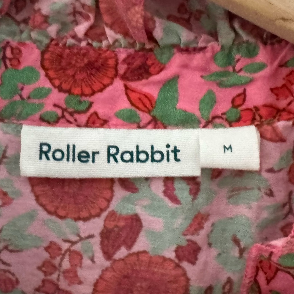 Roller Rabit Rhody Janni Dress Medium Pink Floral Ruffle Tiered Resort Vacation - Picture 12 of 12